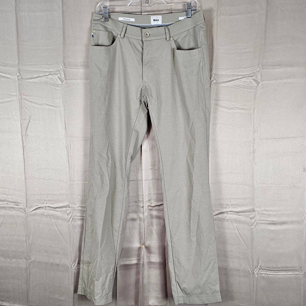 Brax Mens Beige Hi Flex Jersey Chuck Pants 32x31 32